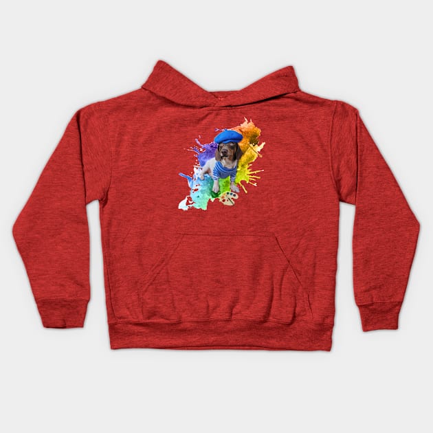 Artistic Dachshund Kids Hoodie by Rebelle Designs